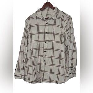J. Crew White and Brown Plaid Shirt with pockets